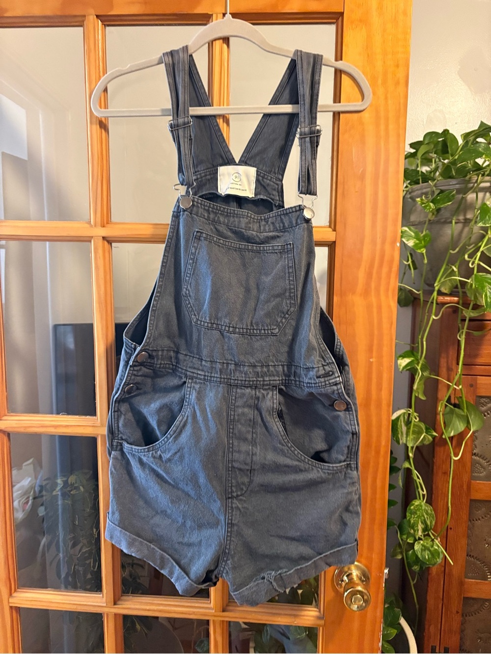 Denim Short Overalls - grey